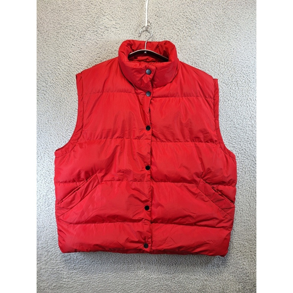 Wantdo Puffer Vest Womens 2XL Red Quilted Winter Sleeveless Snap Button Outdoor